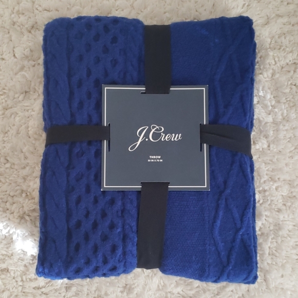 J. Crew Other - J. Crew NWT Cable Knit Wool Blend Throw Navy